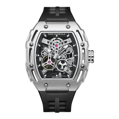 Mark Fairwhale Fashion Hollow-out Case Tonneau Mens Mechanical Watches Transparent Bottom Automatic Movement reloj hombre