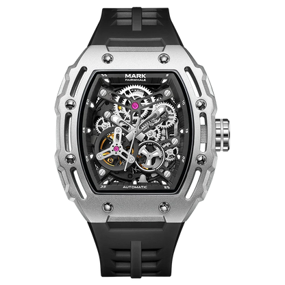 Mark Fairwhale  Fashion Hollow-out Case Tonneau Mens Mechanical Watches Transparent Bottom Automatic Movement reloj hombre