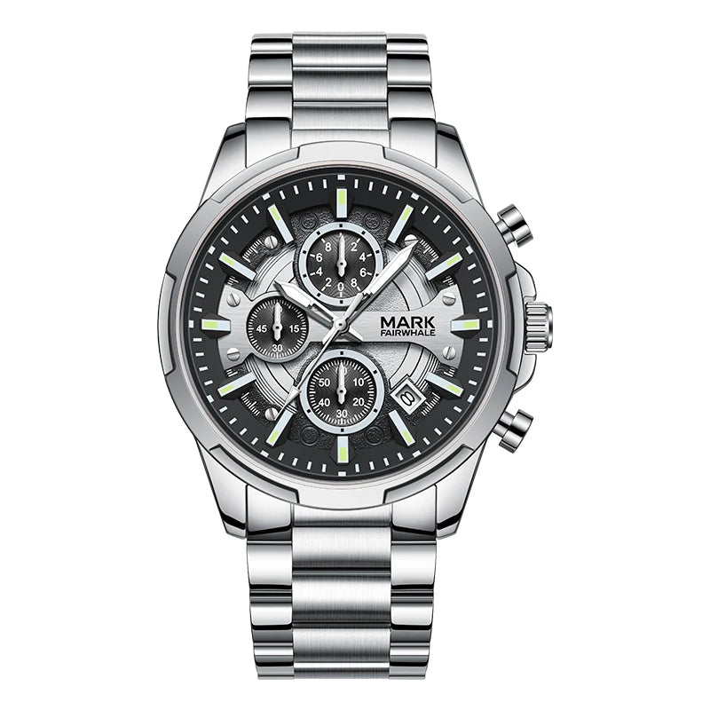 Mark Fairwhale Multifunctional Men Watch Stainless Steel Strap.