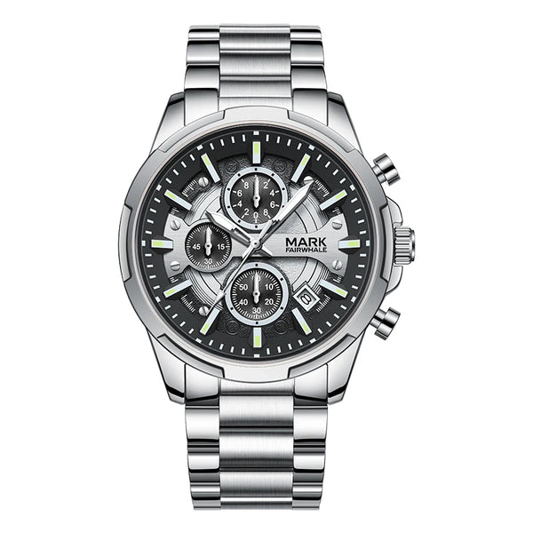 Mark Fairwhale Men Watch Stainless Steel Strap Casual Sports Style.