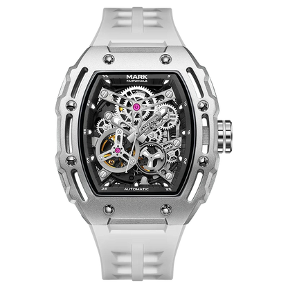 Mark Fairwhale  Fashion Hollow-out Case Tonneau Mens Mechanical Watches Transparent Bottom Automatic Movement reloj hombre