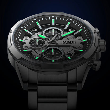 Mark Fairwhale Multifunctional Men Watch Stainless Steel Strap.