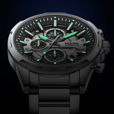 Mark Fairwhale Brand 5028 Multifunctional Men Watch Stainless Steel Strap Large Dial Casual Sports Style Quartz Watch for Men