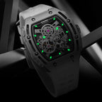 MARK FAIRWHALE Men Fashion Sport Tonneau watch Stainless Steel Case Silicone Strap Mechanical automatic movement Watches Men