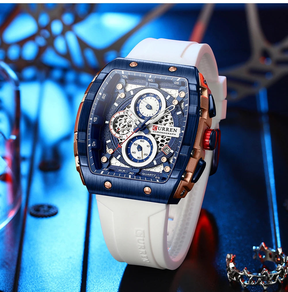 CURREN 8442 Unisex Men's Quartz Watch Waterproof Multi-functional 6-Hand Wristwatch with Calendar Functions