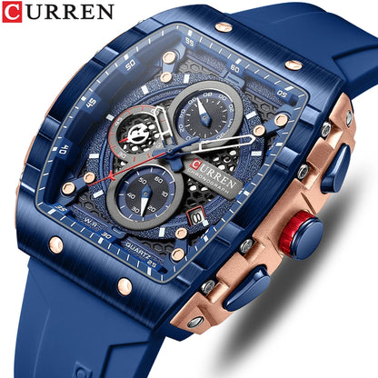 CURREN Fashion Men Watch Brand Unique Square Design Luxury Quartz Sports Waterproof