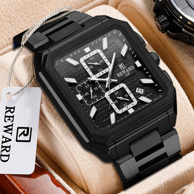 2026 New Quartz Watches Square Men's Watches Chronograph Display Dark Blue Rose Gold Wristwatches Casual Clock Male