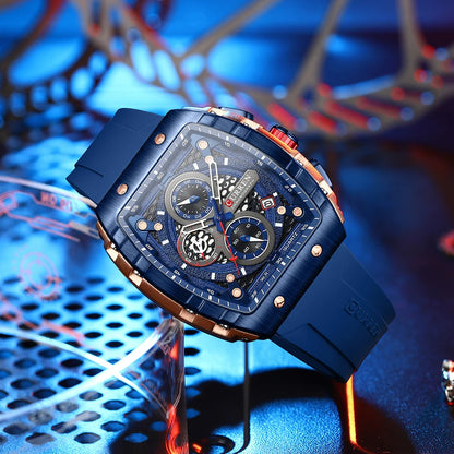 CURREN Fashion Men Watch Brand Unique Square Design Luxury Quartz Sports Waterproof