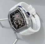 MARK FAIRWHALE Men Fashion Sport Tonneau watch Stainless Steel Case Silicone Strap Mechanical automatic movement Watches Men