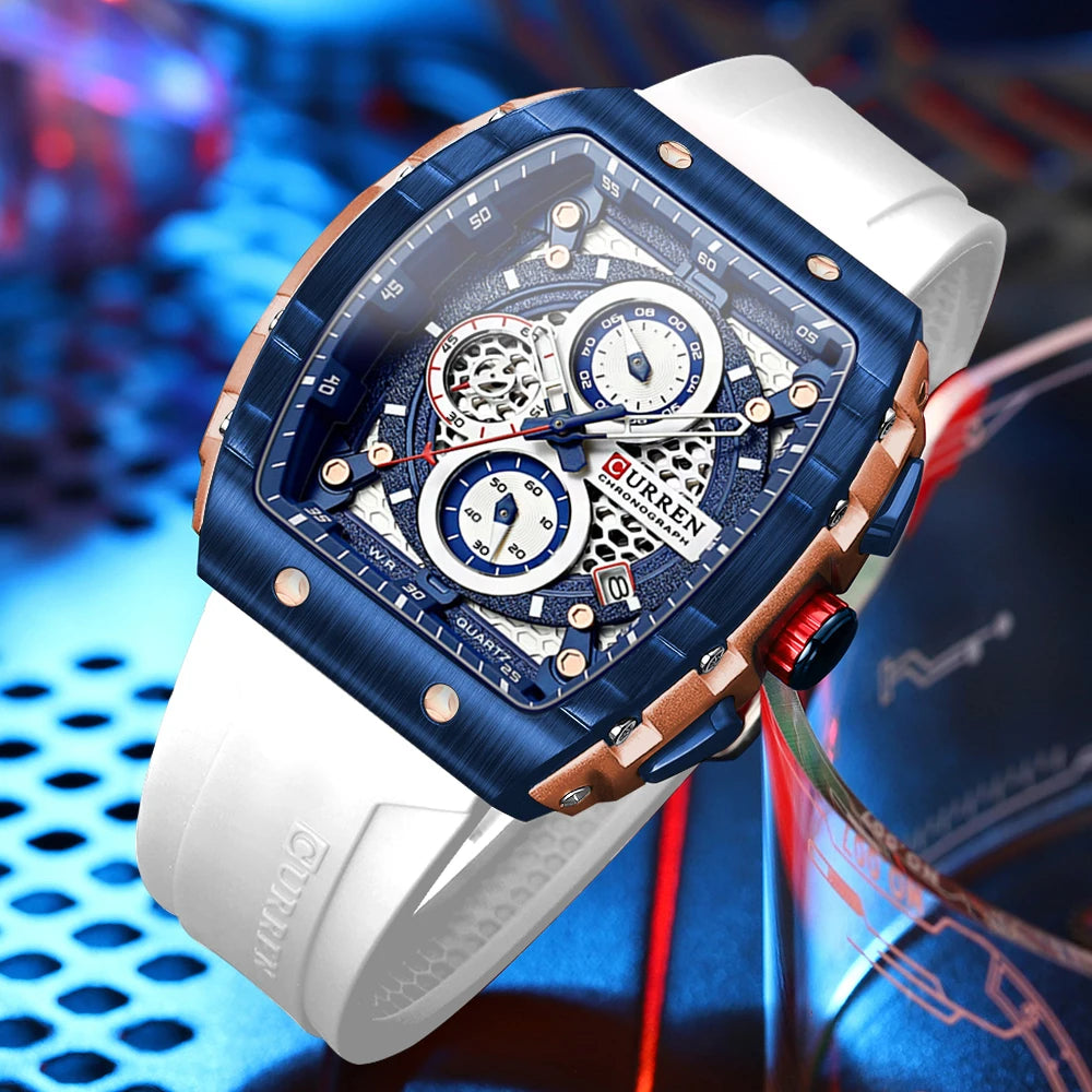 CURREN 8442 Unisex Men's Quartz Watch Waterproof Multi-functional 6-Hand Wristwatch with Calendar Functions